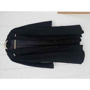 Vintage Black Long Coat with Rhinestone Embellishments